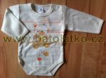  - Bavlnn body s dlouhm rukvem, se zapnnm u krku a mezi noikami , potisk malho a velkho medvdka, prouek - Krymar od  firkon-kocarky.cz