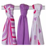 - Bambusov pleny XKKOBMB Hearts&Waves Lilac MIX 70x70cm - 3ks od  firkon-kocarky.cz
